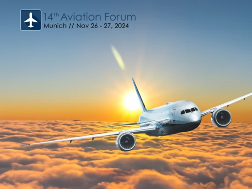 14. Aviation Forum 2024 in München. Messe über die Branche Luftfahrt, auf der Pokolm mit einem Messestand ausstellt.